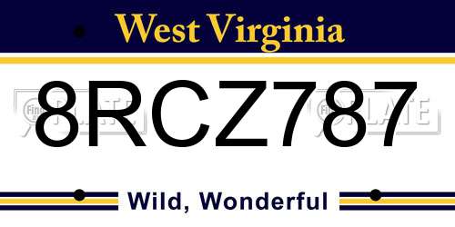 8RCZ787 West Virginia License Plate