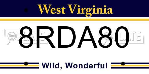 8RDA80 West Virginia License Plate