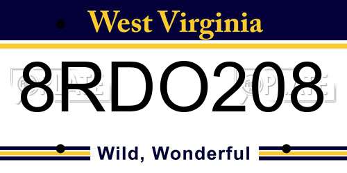 8RDO208 West Virginia License Plate