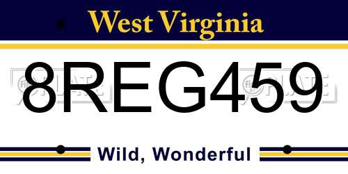 8REG459 West Virginia License Plate