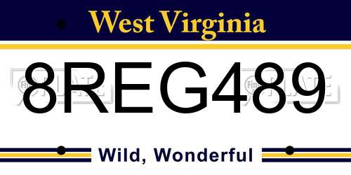 8REG489 West Virginia License Plate