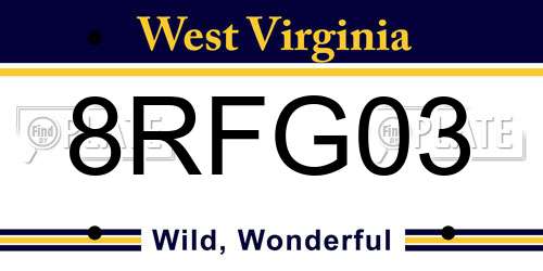 8RFG03 West Virginia License Plate
