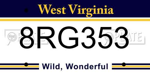 8RG353 West Virginia License Plate