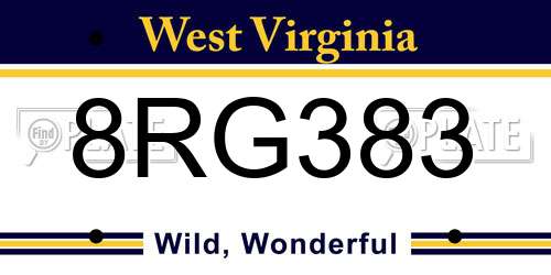 8RG383 West Virginia License Plate