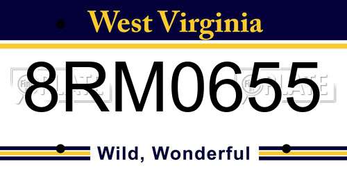 8RM0655 West Virginia License Plate