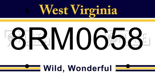 8RM0658 West Virginia License Plate