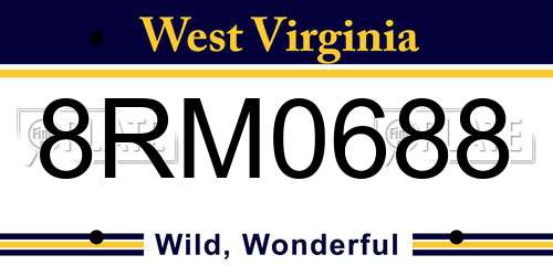8RM0688 West Virginia License Plate