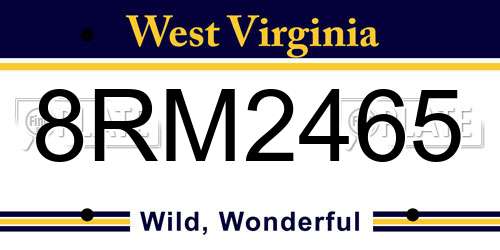 8RM2465 West Virginia License Plate