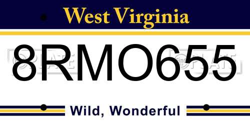 8RMO655 West Virginia License Plate