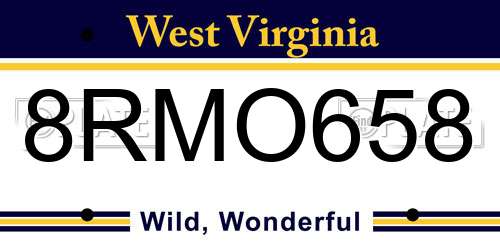 8RMO658 West Virginia License Plate