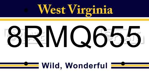8RMQ655 West Virginia License Plate