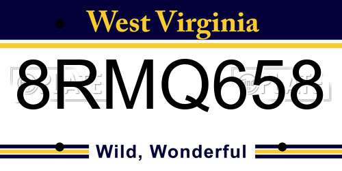 8RMQ658 West Virginia License Plate
