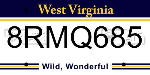 8RMQ685 West Virginia License Plate