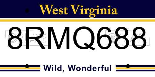 8RMQ688 West Virginia License Plate