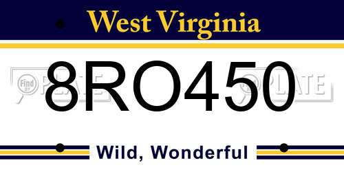 8RO450 West Virginia License Plate