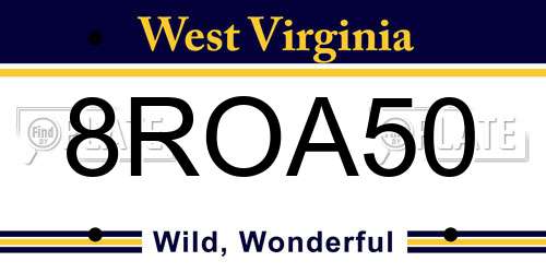 8ROA50 West Virginia License Plate