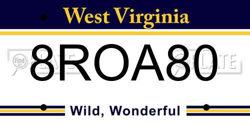 8ROA80 West Virginia License Plate