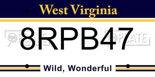 8RPB47 West Virginia License Plate