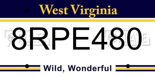 8RPE480 West Virginia License Plate