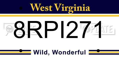8RPI271 West Virginia License Plate