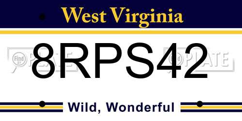 8RPS42 West Virginia License Plate