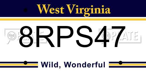 8RPS47 West Virginia License Plate