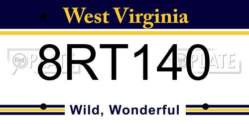 8RT140 West Virginia License Plate