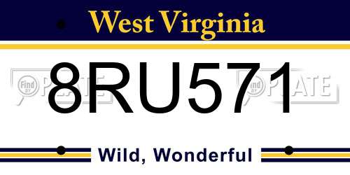 8RU571 West Virginia License Plate