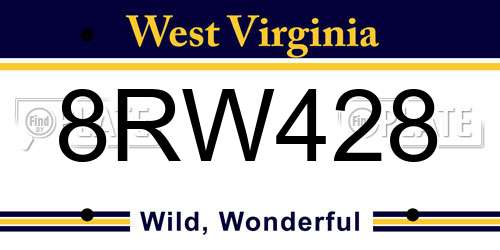 8RW428 West Virginia License Plate
