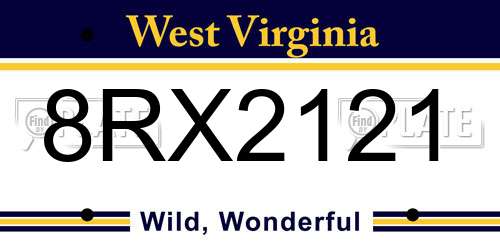 8RX2121 West Virginia License Plate