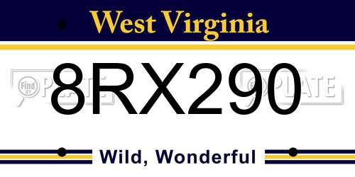 8RX290 West Virginia License Plate