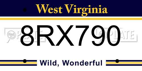 8RX790 West Virginia License Plate