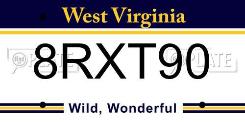 8RXT90 West Virginia License Plate