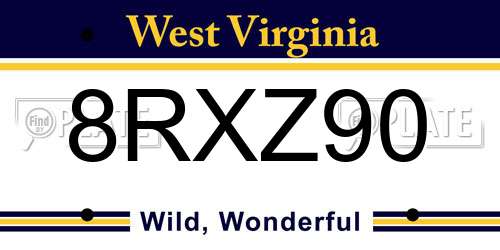 8RXZ90 West Virginia License Plate