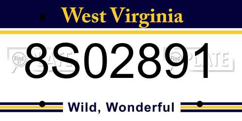 8S02891 West Virginia License Plate