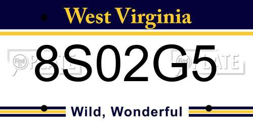 8S02G5 West Virginia License Plate