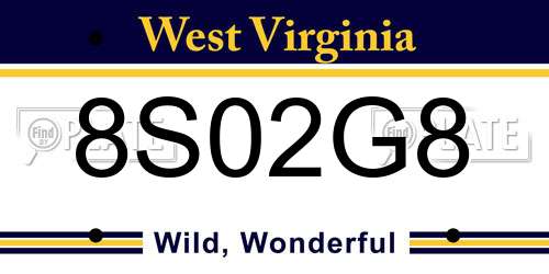 8S02G8 West Virginia License Plate