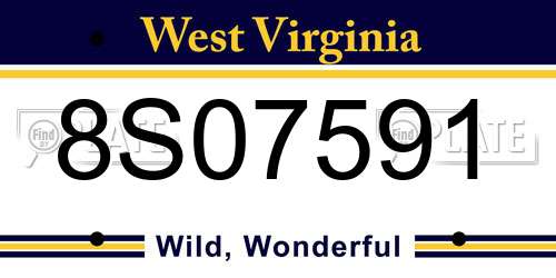 8S07591 West Virginia License Plate