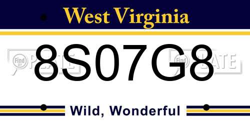 8S07G8 West Virginia License Plate