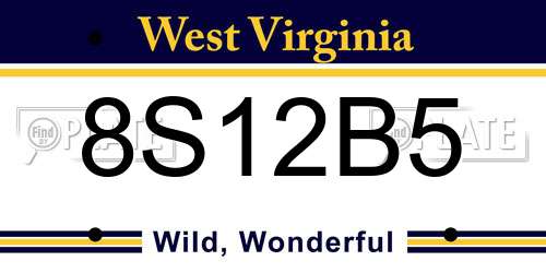 8S12B5 West Virginia License Plate
