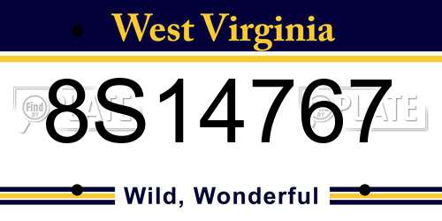 8S14767 West Virginia License Plate