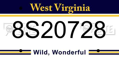 8S20728 West Virginia License Plate