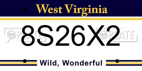 8S26X2 West Virginia License Plate