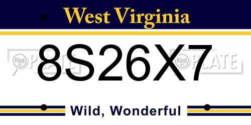 8S26X7 West Virginia License Plate