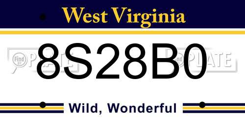 8S28B0 West Virginia License Plate
