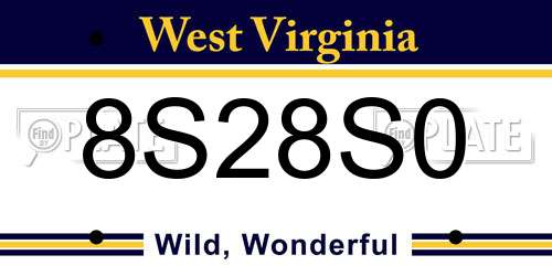 8S28S0 West Virginia License Plate
