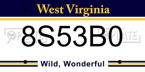 8S53B0 West Virginia License Plate