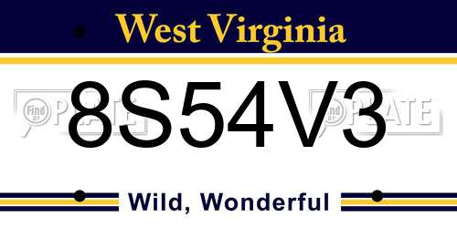 8S54V3 West Virginia License Plate