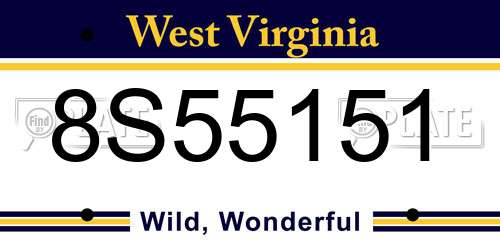 8S55151 West Virginia License Plate