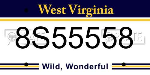 8S55558 West Virginia License Plate
